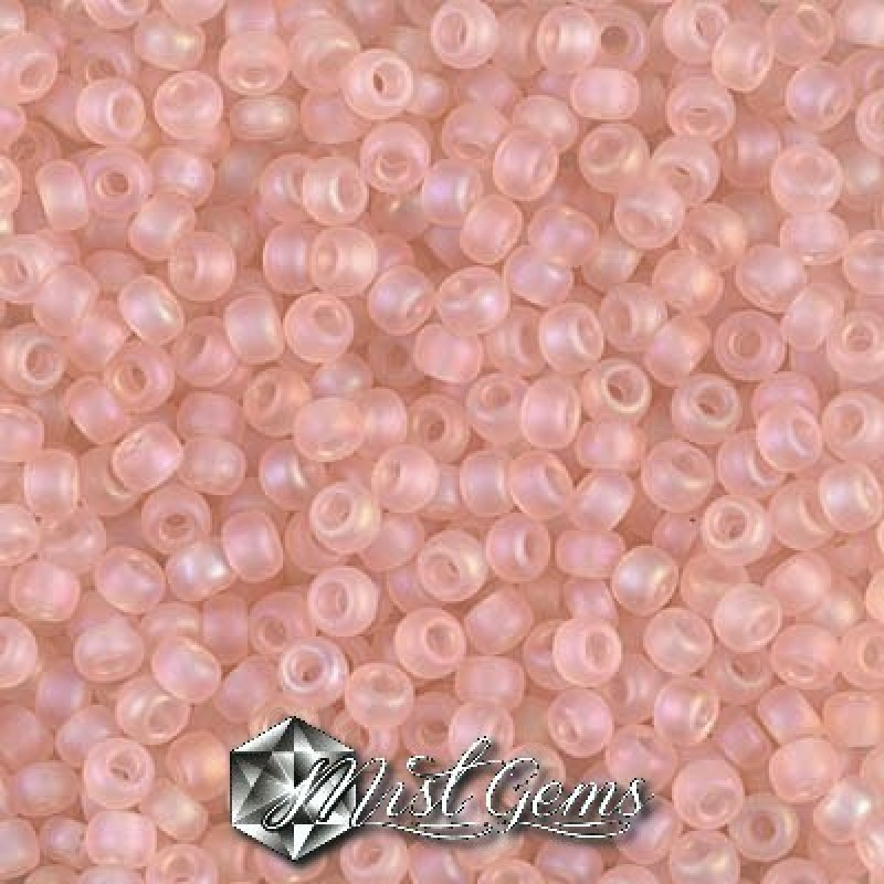 Miyuki Round Rocailles 8/0 RR 0155FR Transparent Matte AB Light Tea Rose