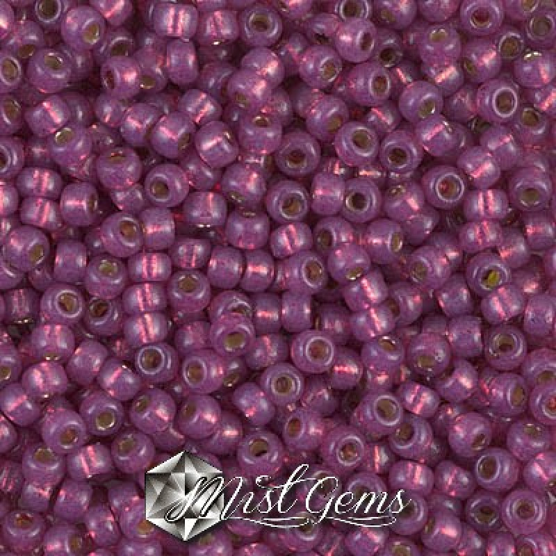 Miyuki Round Rocailles 8/0 RR 4247 Duracoat Silverlined Dyed Peony Pink