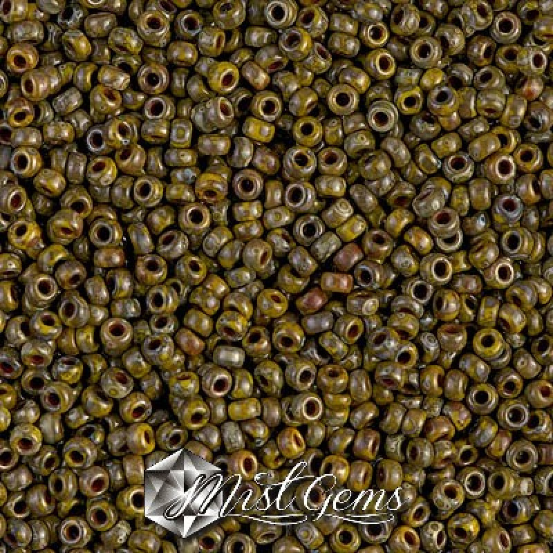 Miyuki Round Rocailles 8/0 RR 4519 Opaque Picasso Dark Yellow
