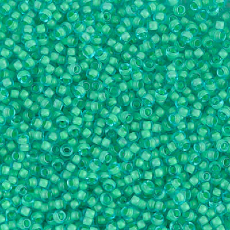 Miyuki Round Rocailles 11/0 RR-1927 Semi Frosted  Mint Lined Aqua