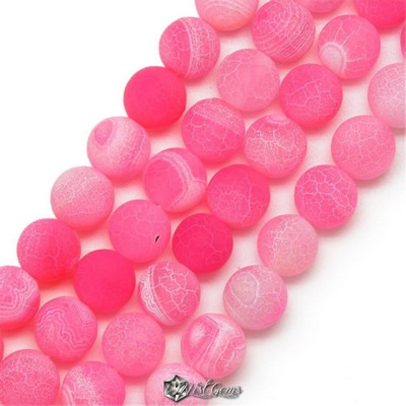 Agate Sfere  (Crackle) Erodate Roz Magenta 4mm-49 buc