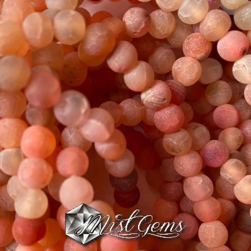 Agate Sfere  (Crackle) Erodate Roz 6mm-50 buc