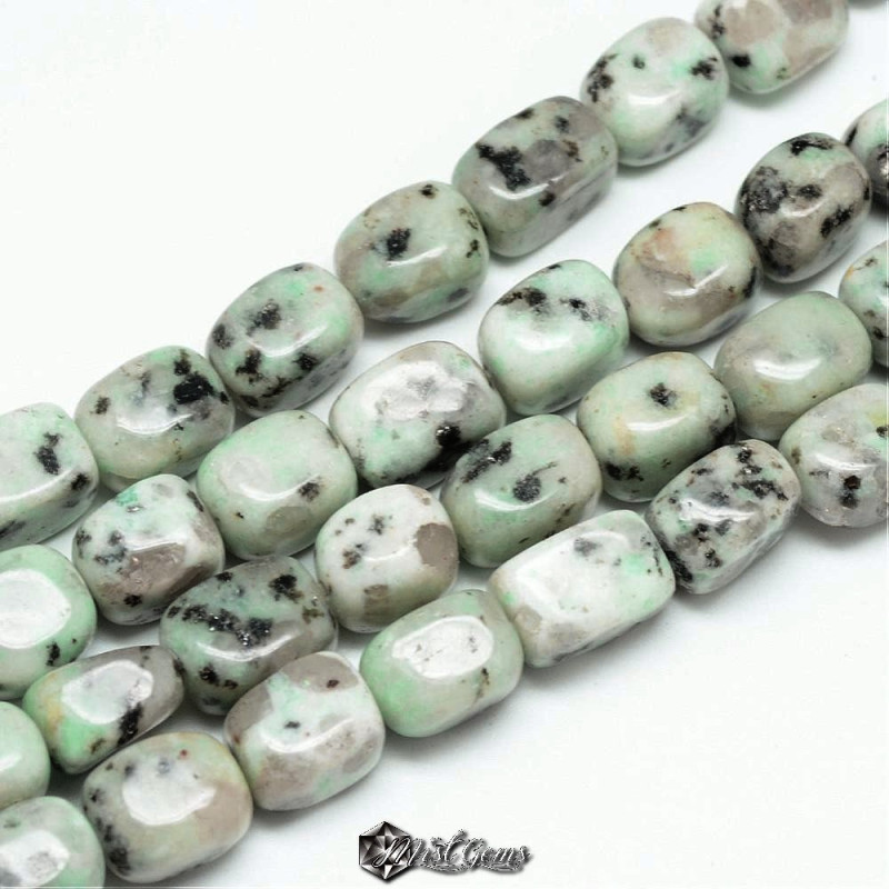Jasp Sesame-Kiwi Poliedru 12~15x8~12x8~12mm -10 buc.