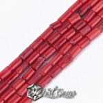 Coral Bamboo tubular rosu  6~8x4mm-20 Buc