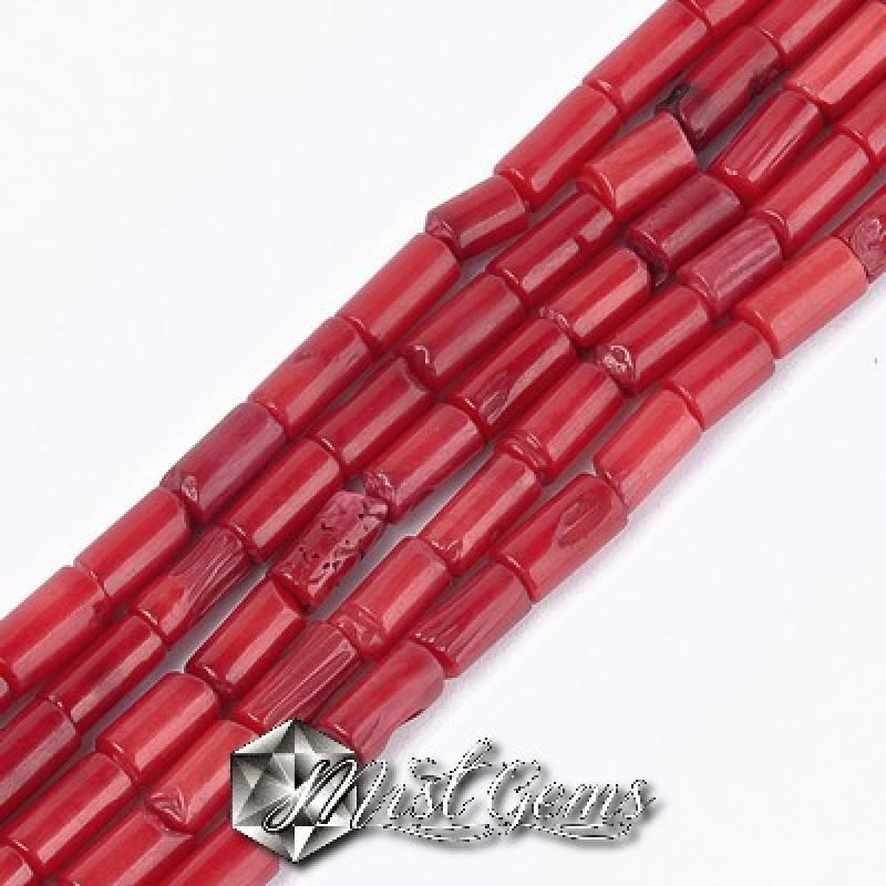 Coral Bamboo tubular rosu  6~8x4mm-20 Buc