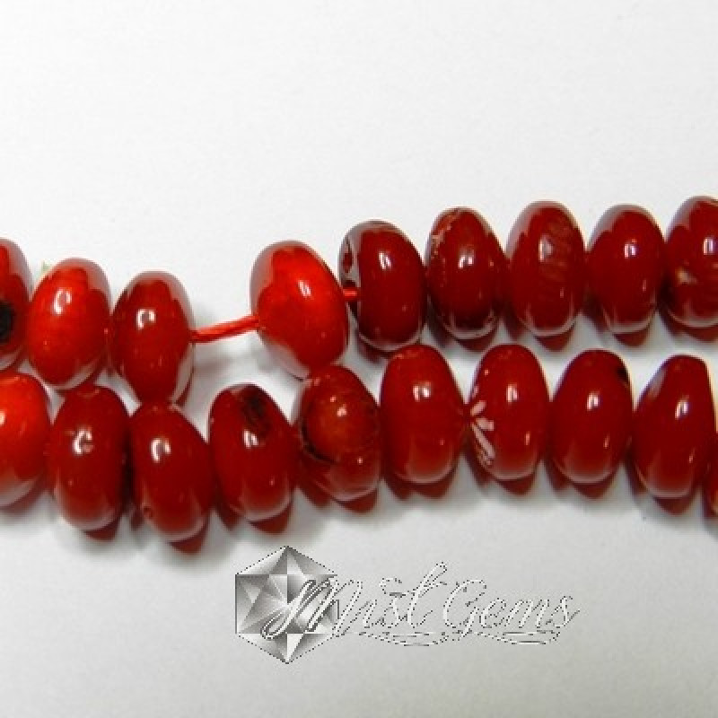 Coral Rondele  Rosu 6X4mm-10 Buc