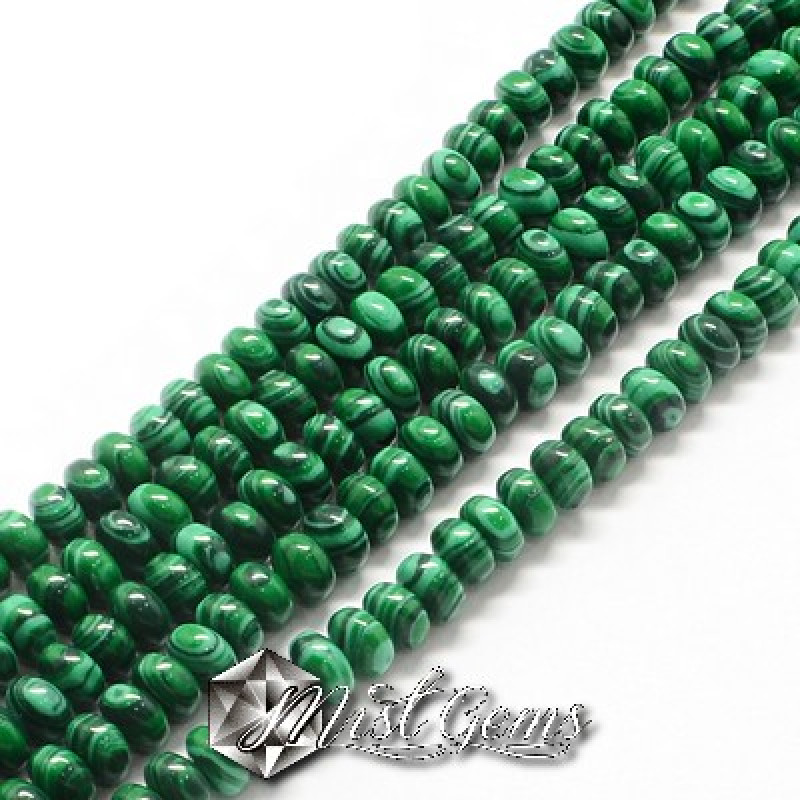 Malahit de Sinteza Rondele 6X4 mm-10 buc