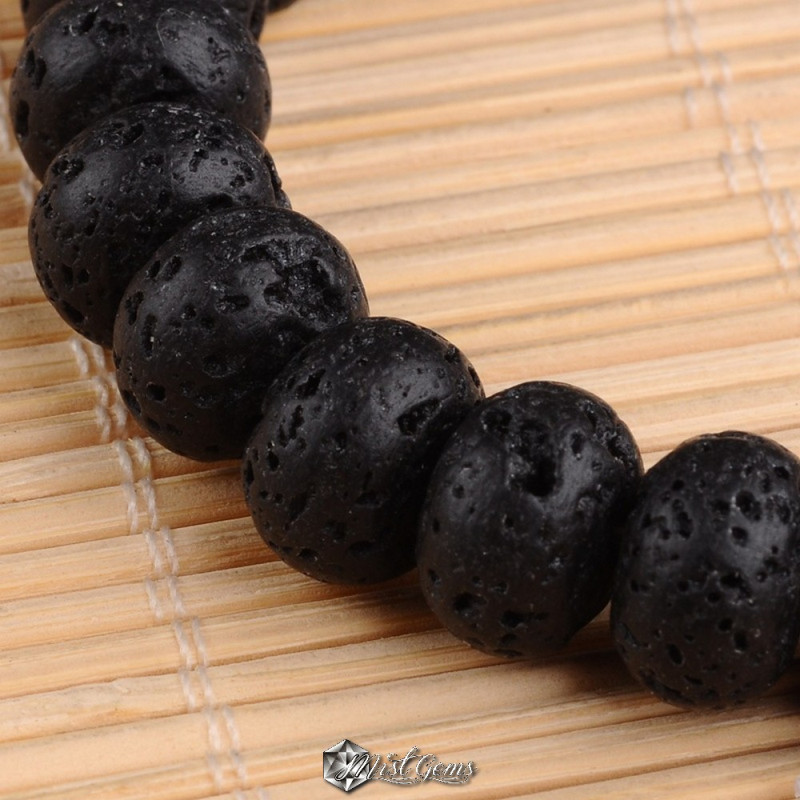 Lava Rondele Negre 12X8mm-10 buc