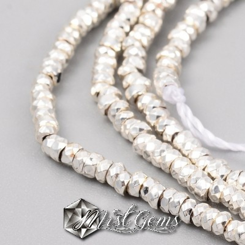 Hematit rondele fatetate, culoare argintiu -2X1mm-50 buc
