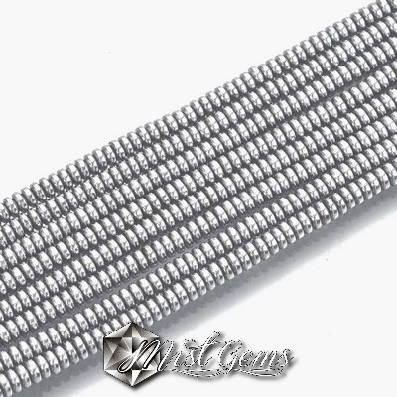 Hematit disc,heishi, placat cu platina -2X1mm-100 buc