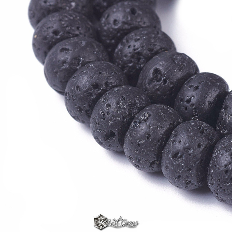 Lava Rondele Negre 8X5mm-10 buc