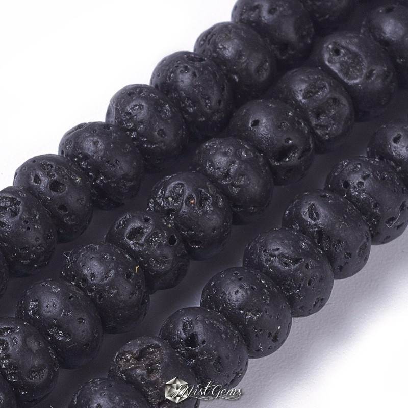 Lava Rondele Negre 6X4mm-10 buc