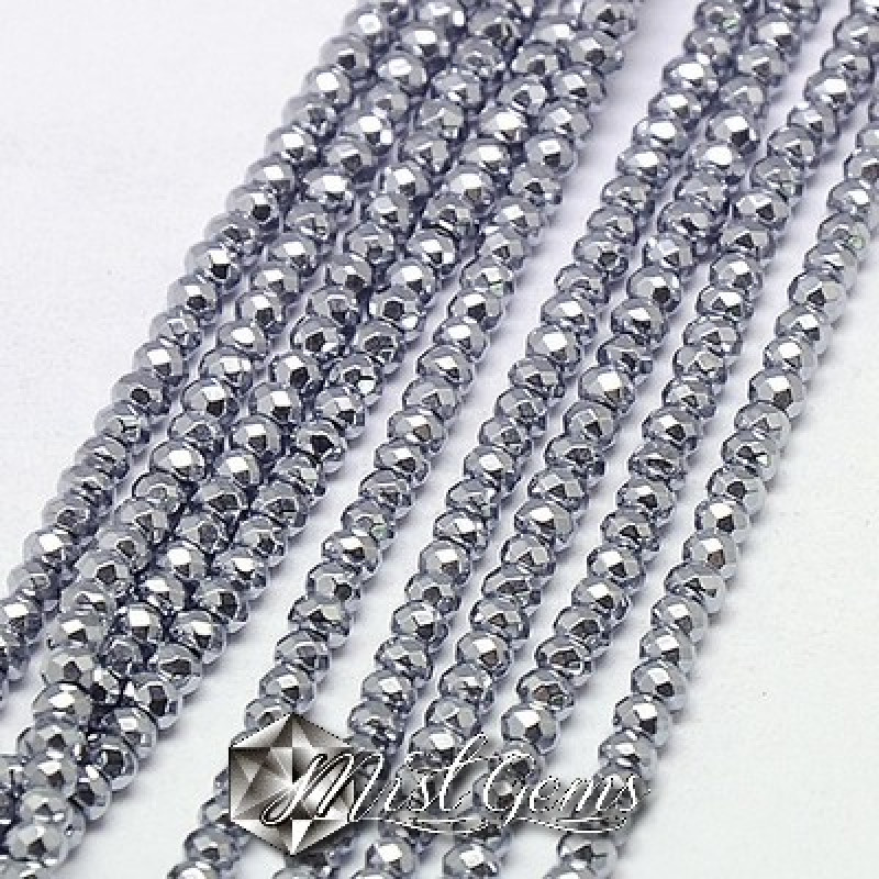 Hematit rondele fatetate, culoare argintiu -3X2mm-50 buc