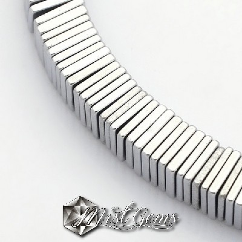 Hematit Heishi, Patrate Argintiu -6X1mm-50 buc