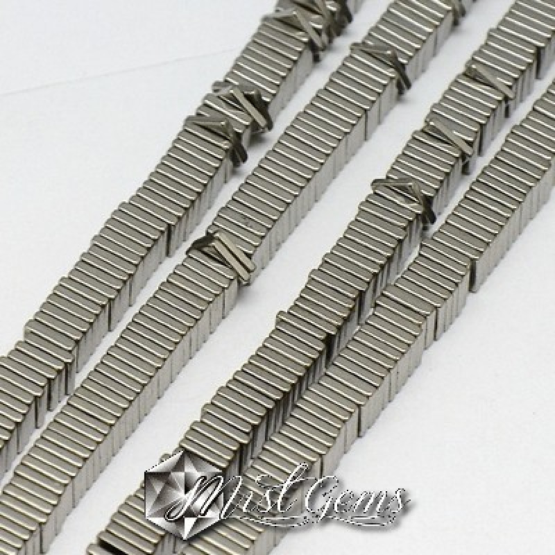 Hematit Heishi, Patrate Argintiu -4X1mm-50 buc