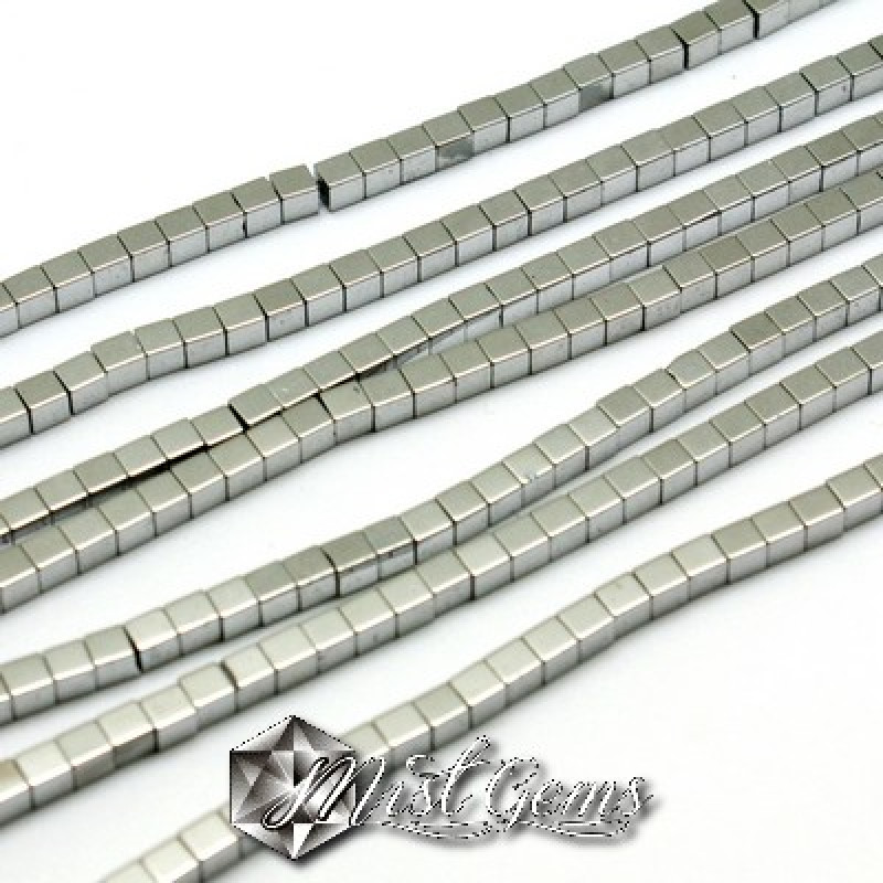 Hematit cub ,placat cu argint -2mm-50 buc
