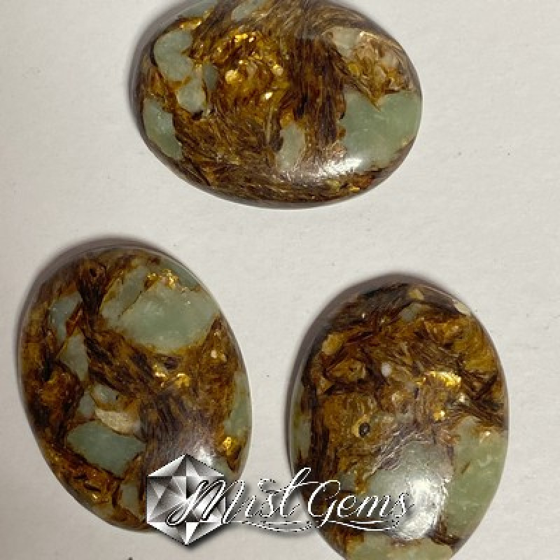 Cabochon Jasp Imperial vernil-auriu 34X30mm 