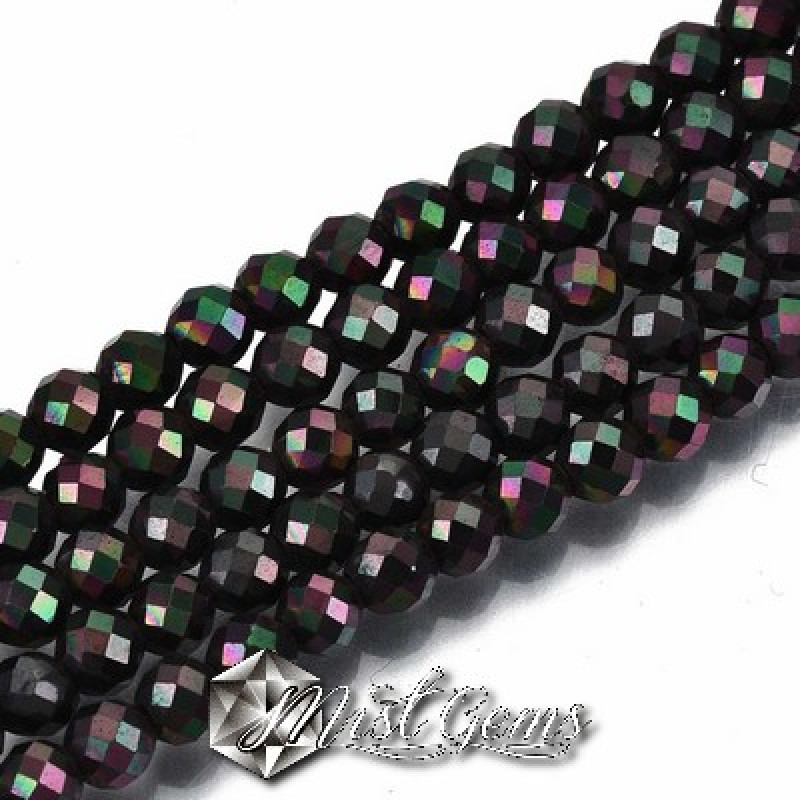 Hematit Sfere Negru cu AB,Fatetate , 4mm-1 sir