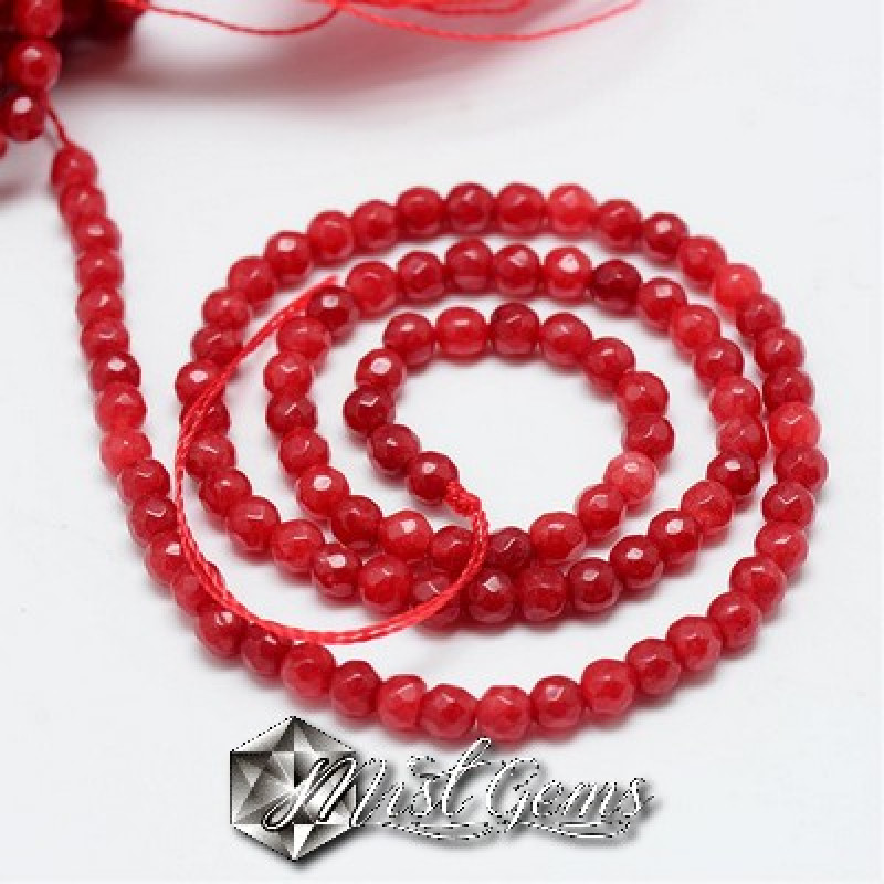 Jad Sfere Fatetate 4mm Rosu-20 buc