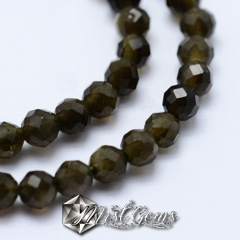Obsidian auriu sfere 3mm  -20 buc