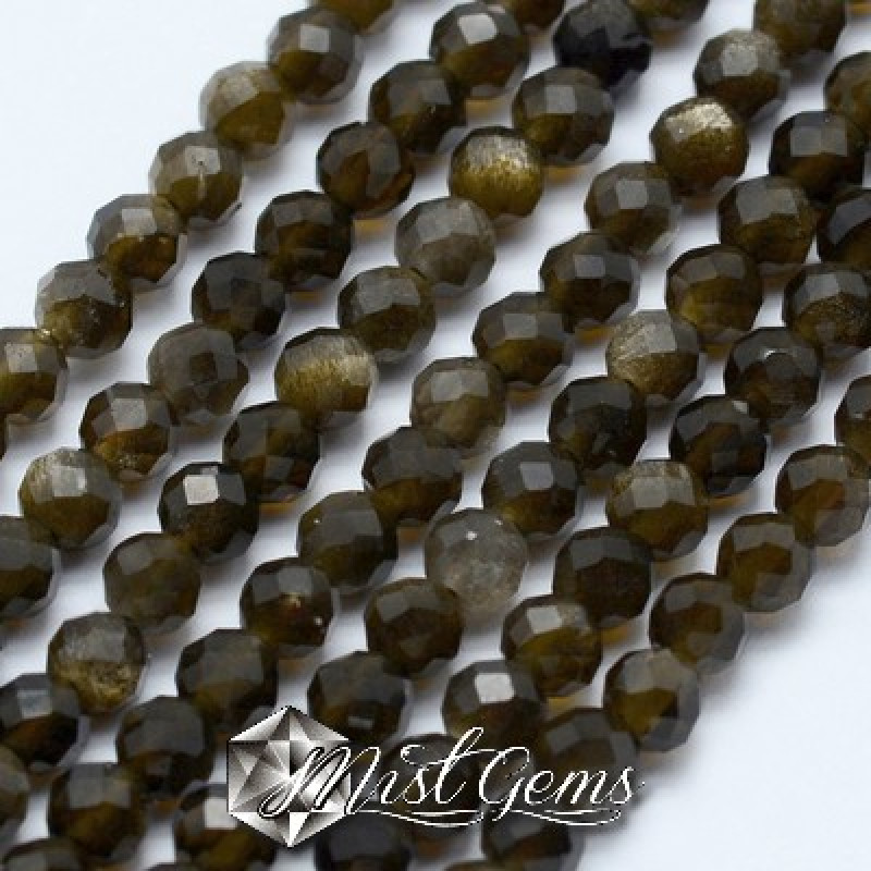 Obsidian auriu sfere 3mm  -20 buc