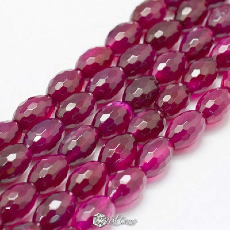 Agate "boaba de orez" fatetate magenta 11-12X7-8mm -4buc