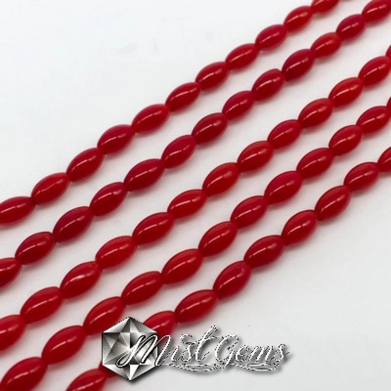 Coral Bamboo "Boaba de Orez"8x4mm-10 Buc