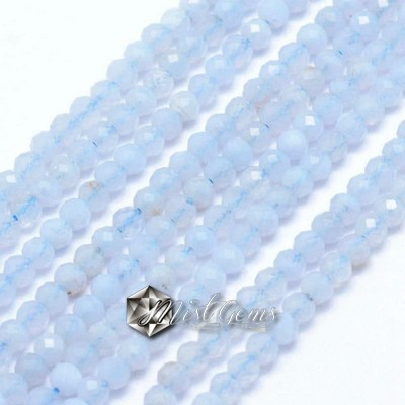 Agate Lace Sfere Fatetate Bleu-Albstru 2.5-3mm-50 buc