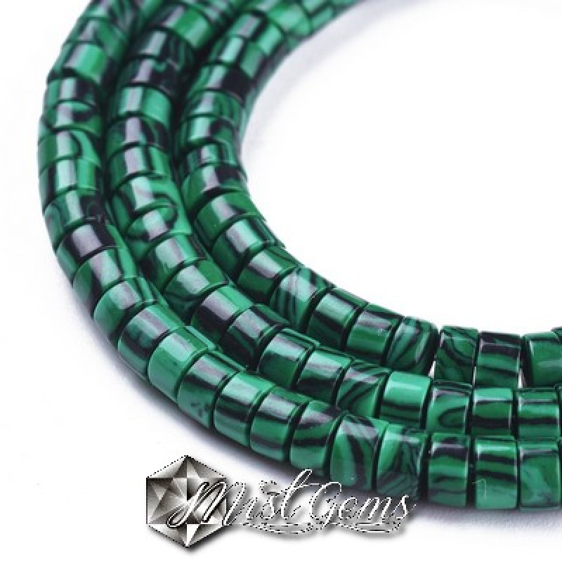 Malahit de Sinteza Discuri Heishi 4X2 mm-10 buc