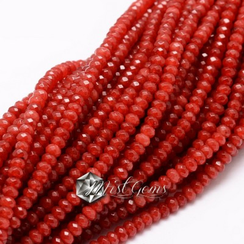 Jad rondele fatetate rosu 4x3mm-50 buc.