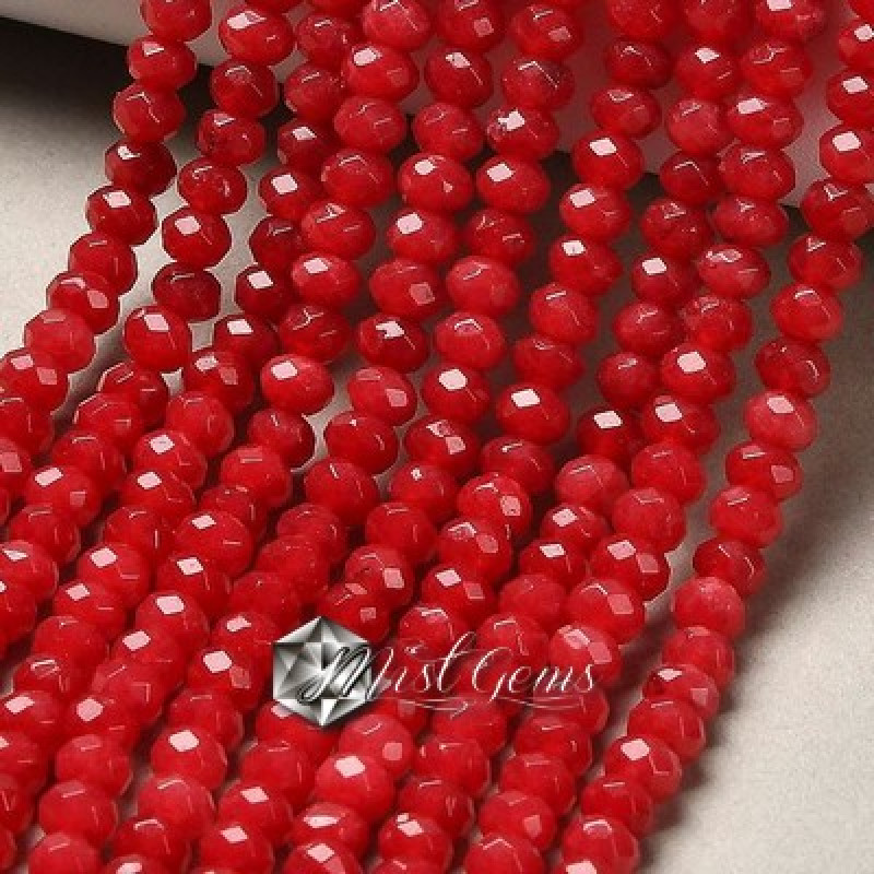 Jad rondele fatetate rosu 4x3mm-50 buc.