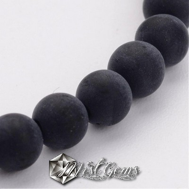 Agate sfere negre mate 6 mm -10 buc.