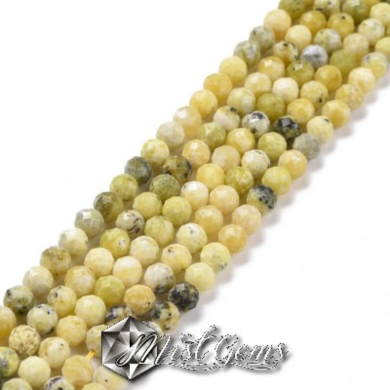 Jasp sfere fatetate galben lime-4mm-20 buc