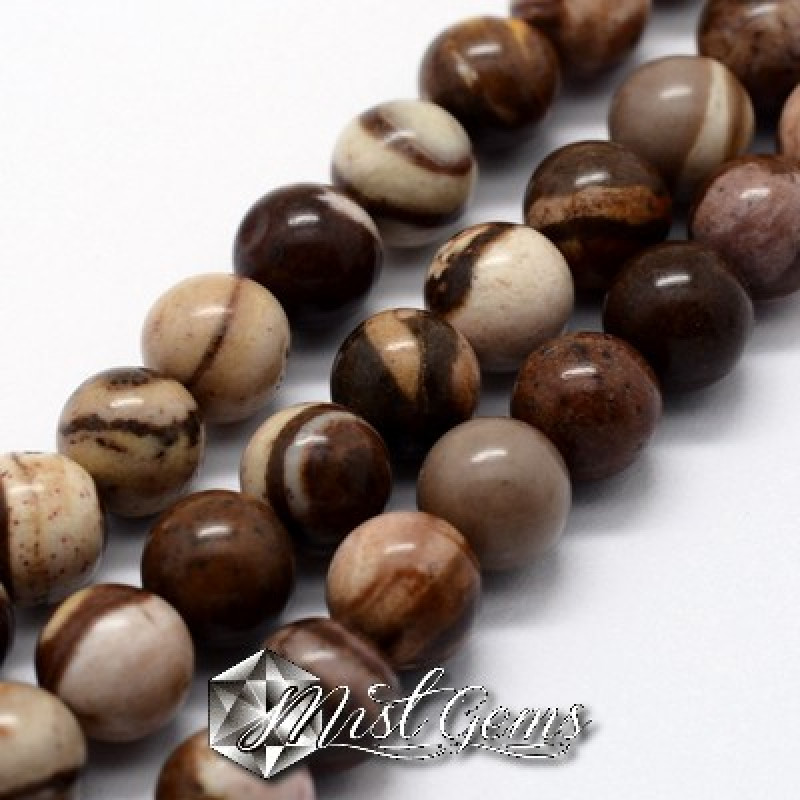Jasp Zebra sfere maro 4mm -20 buc.