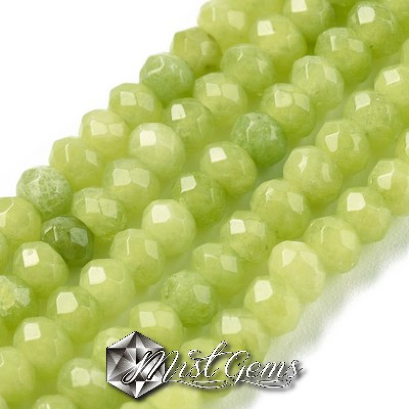 Jad rondele fatetate verde-lemon 4x2~3mm-20 buc.