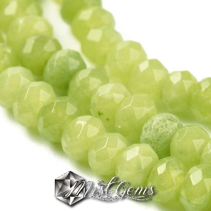 Jad rondele fatetate verde-lemon 4x2~3mm-20 buc.