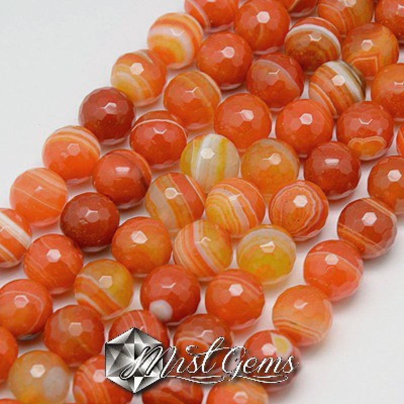 Agate sfere striped,fatetate,alb,galben,maro 6mm-10 buc