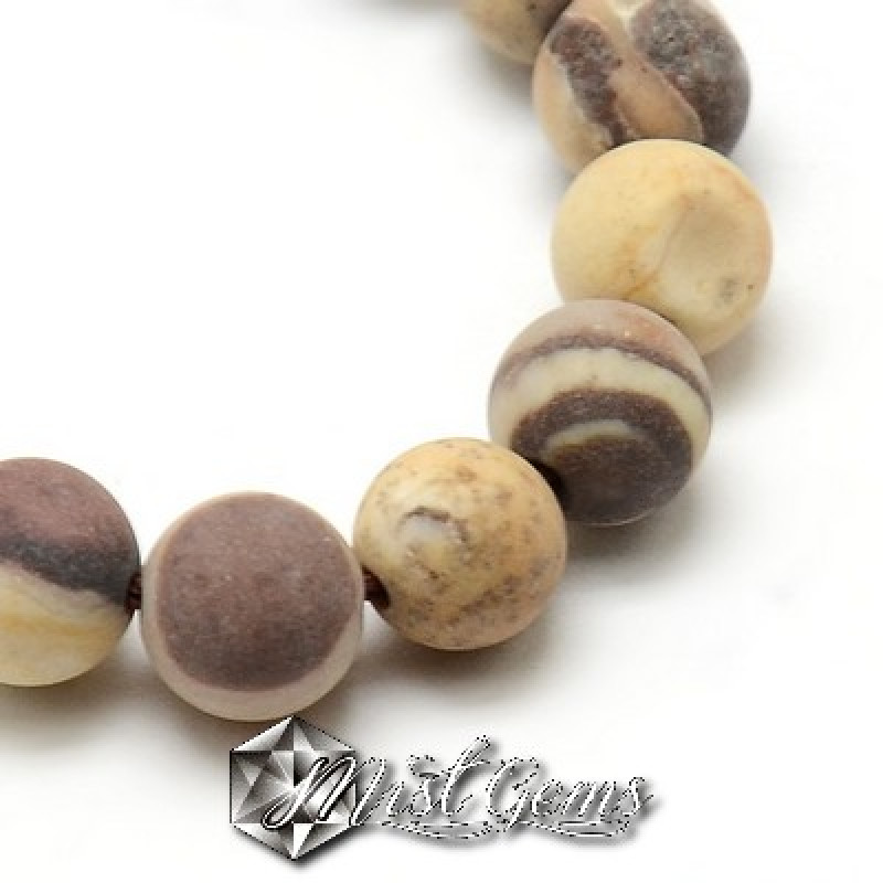 Jasp Zebra sfere maro mat 4mm -20 buc.