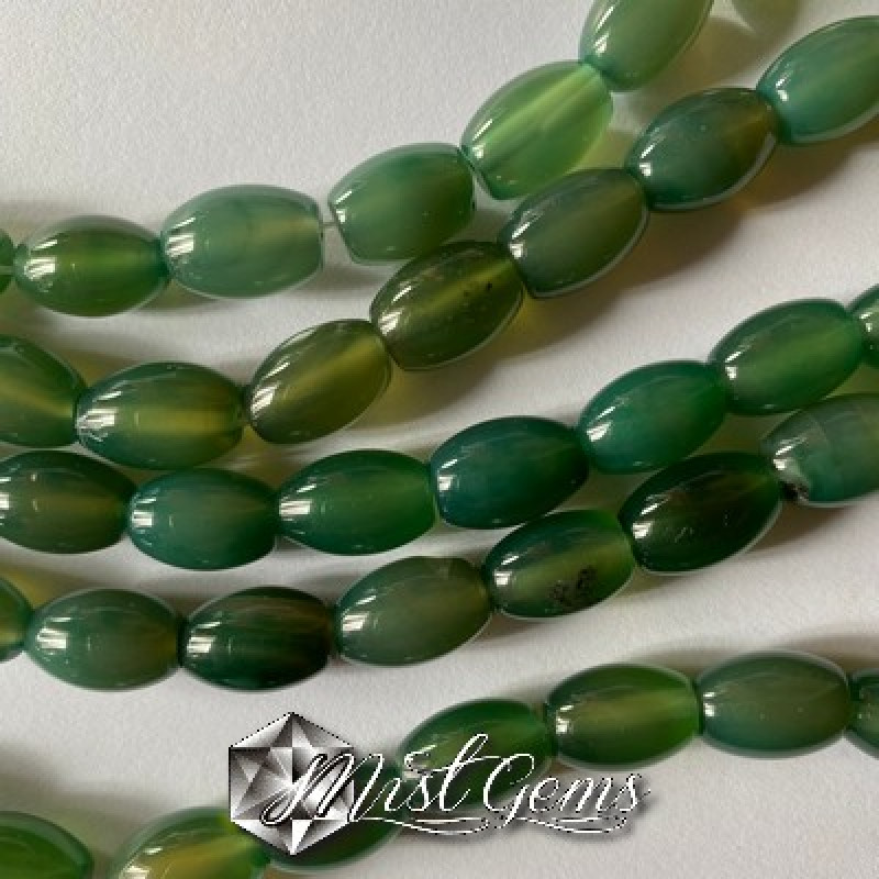Agate "boaba de orez" verzi 11-12X7-8mm-10buc.