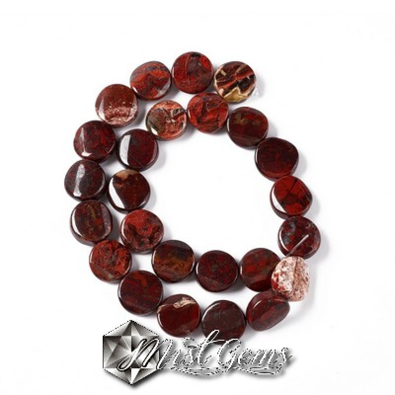 Jasp Brecciat,rotund,plat,16mm-1 buc