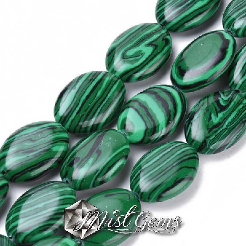 Malahit de Sinteza Oval 18x13x5mm-10 buc