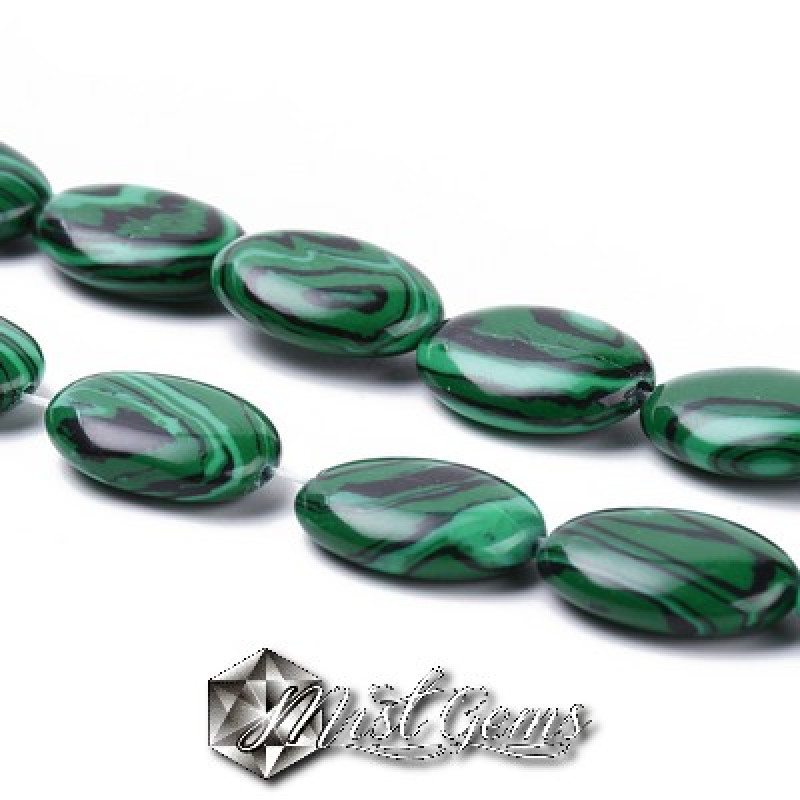 Malahit de Sinteza Oval 18x13x5mm-10 buc