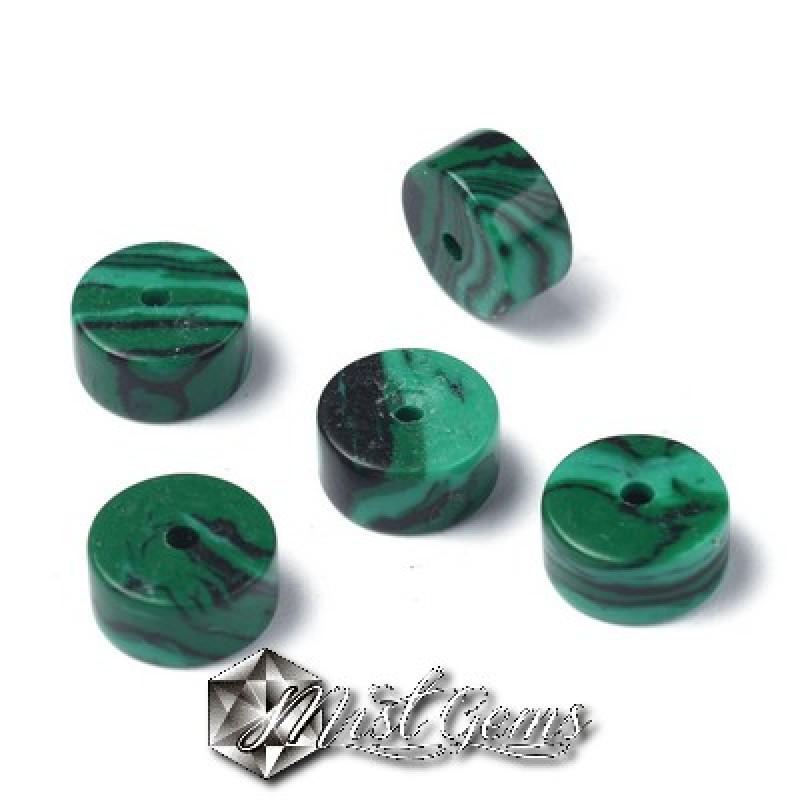 Malahit de Sinteza Discuri Heishi 6X3 mm-10 buc