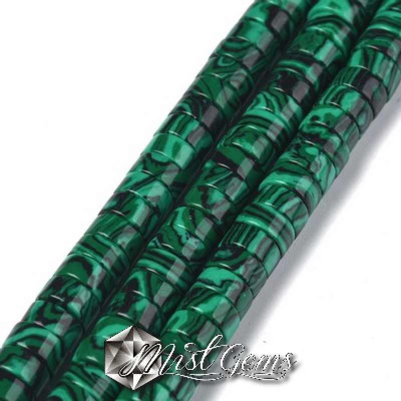 Malahit de Sinteza Discuri Heishi 6X3 mm-10 buc
