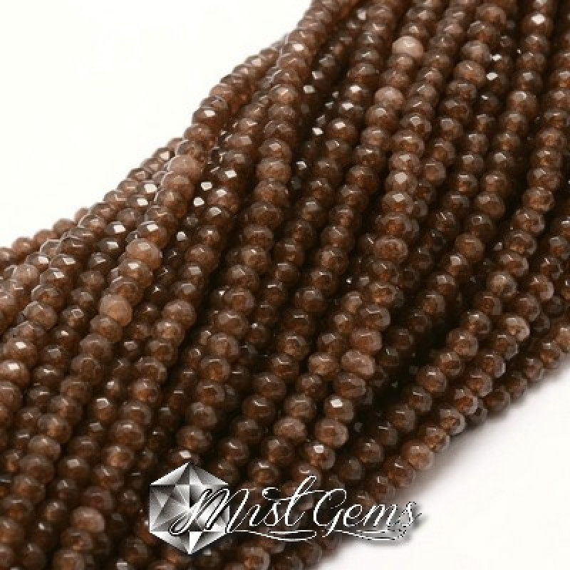 Jad rondele fatetate maro 3x2~2.5mm-20 buc.