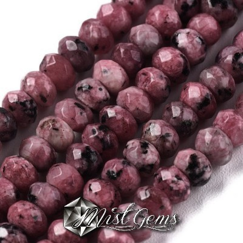 Jad rondele fatetate roz-negru 4x3mm-20 buc.