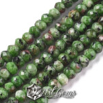 Jad rondele fatetate verde-rosu 4x3mm-20 buc.