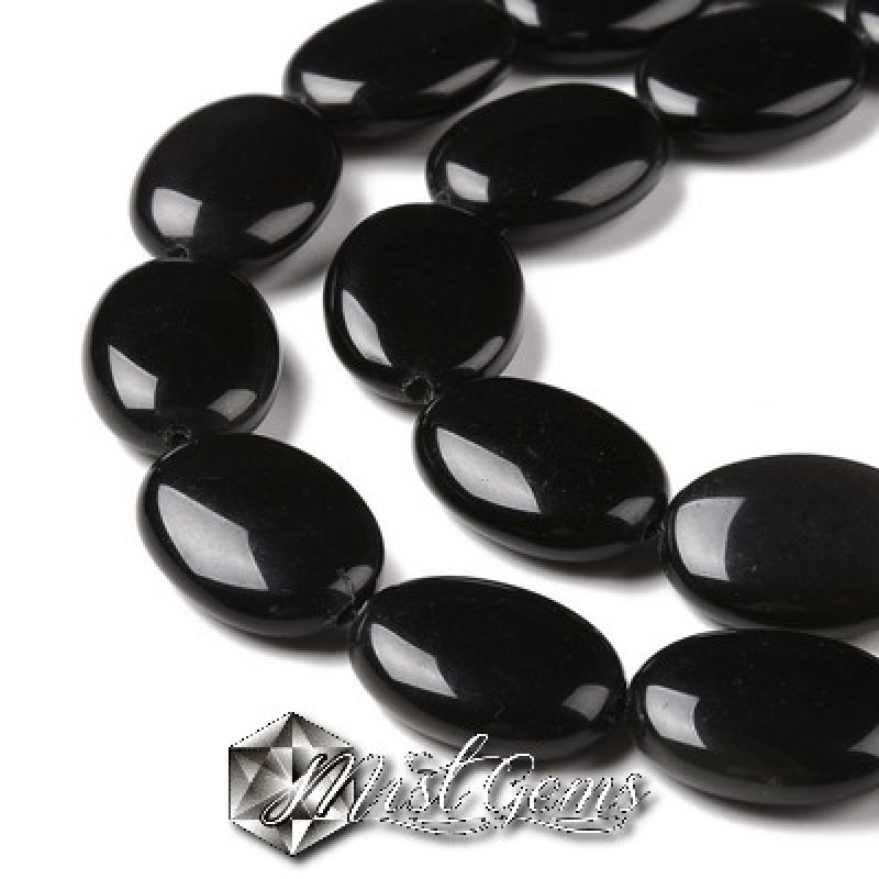 Obsidian  Oval Plat 20x15x6.5mm-4 buc