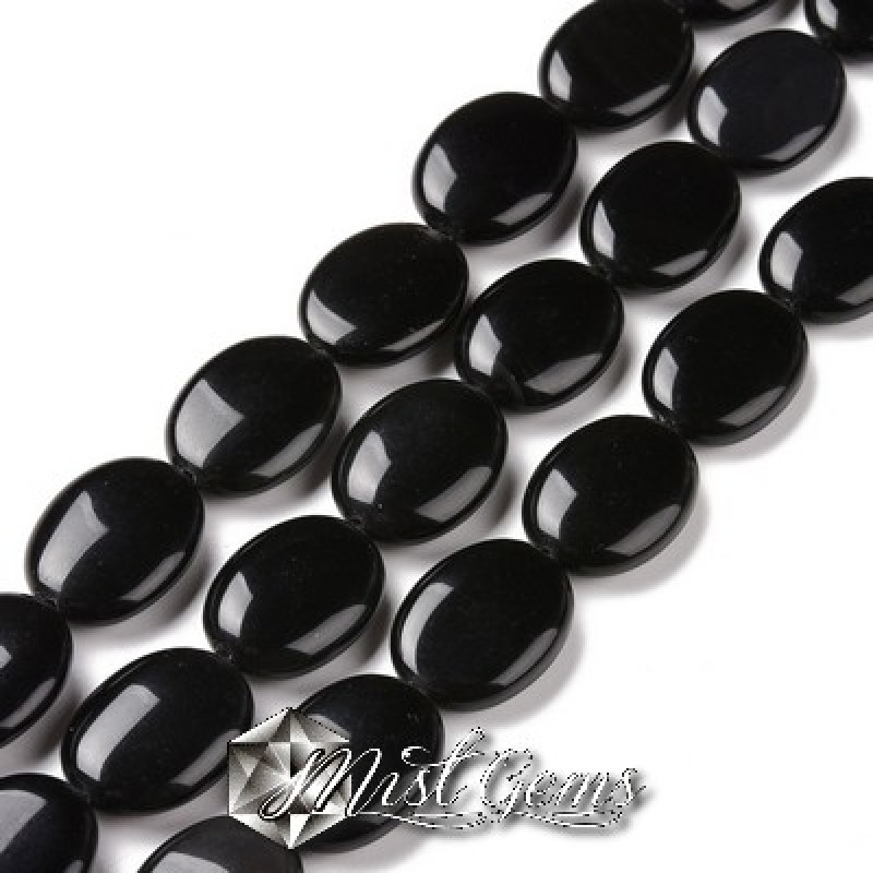 Obsidian  Oval Plat 20x15x6.5mm-4 buc