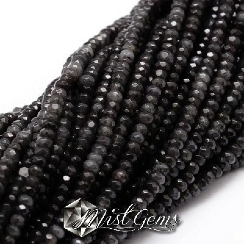 Jad rondele fatetate nuante de gri 4x2~3mm-20 buc.